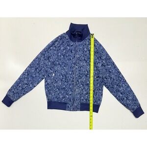 Athleta Brooklyn Bomber Jacket XS Blue Abstract Print Full Zip‎